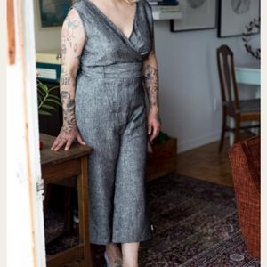 June Isle Heather Linen Jumpsuit Large